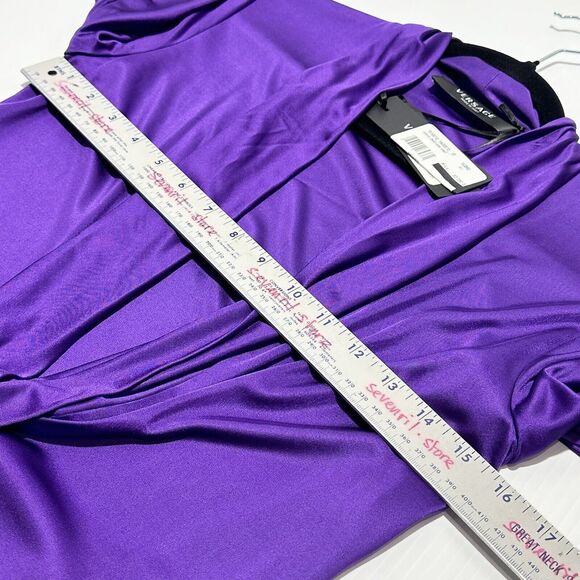 NWT Versace Runway 2023 Cowl Neck Draped Satin Maxi Dress Gown IT 38/US 2 - Picture 11 of 16